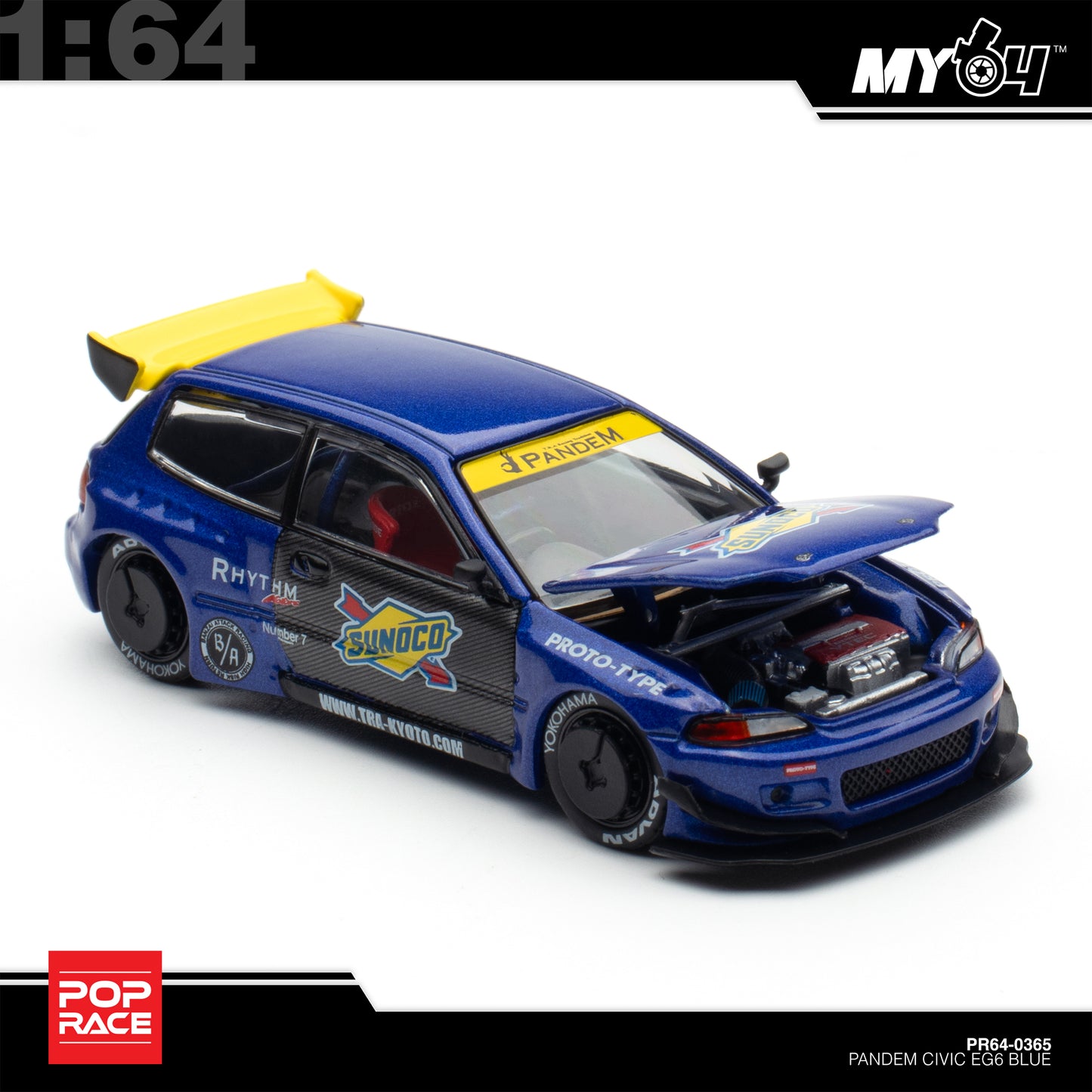 [Pop Race] 1:64 Pandem Civic EG6 - Blue/Black