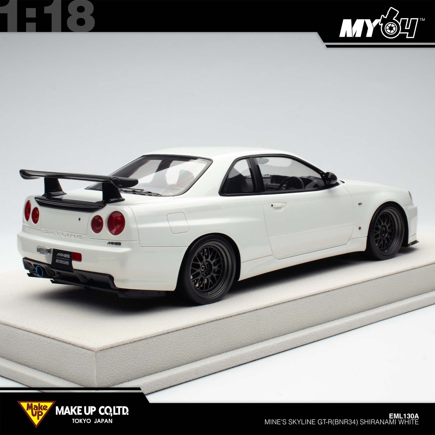 [Make Up] 1:18 Edilion BUILT BY LEGENDS Mine's Skyline GT-R(BNR34) - SHIRANAMI White (Pearl White)