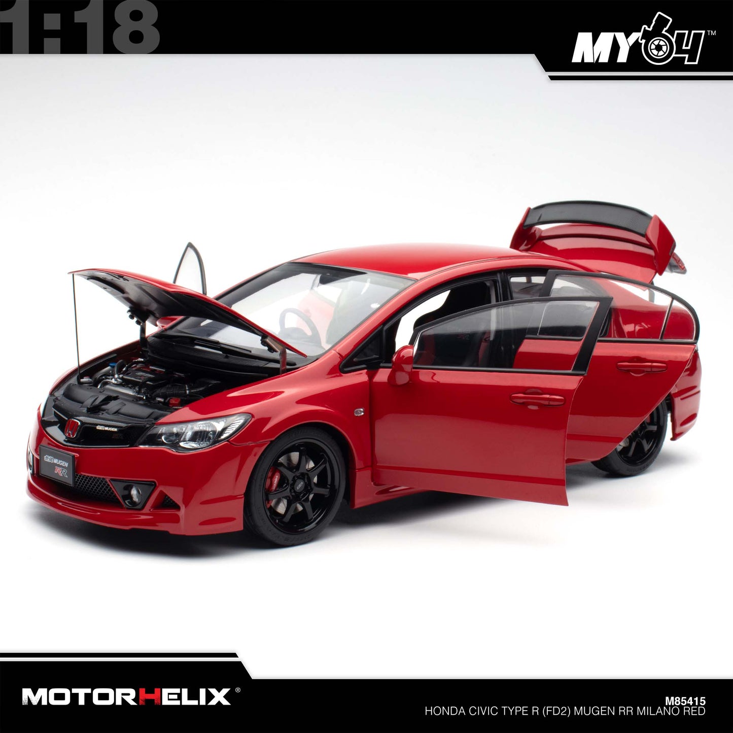 [Motorhelix] 1:18 Honda Civic Type R (FD2) Mugen RR - Milano Red