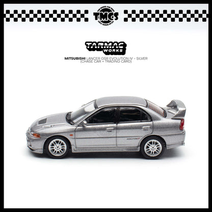 [Tarmac Works] 1:64 Mitsubishi Lancer GSR Evolution IV - Silver (Chase Car + Trading Card)