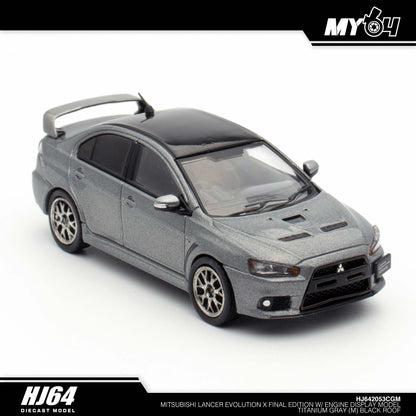 [Hobby Japan] Mitsubishi Lancer Evolution Ⅹ FINAL EDITION With Engine Display Model Black Roof - Titanium Gray Metallic