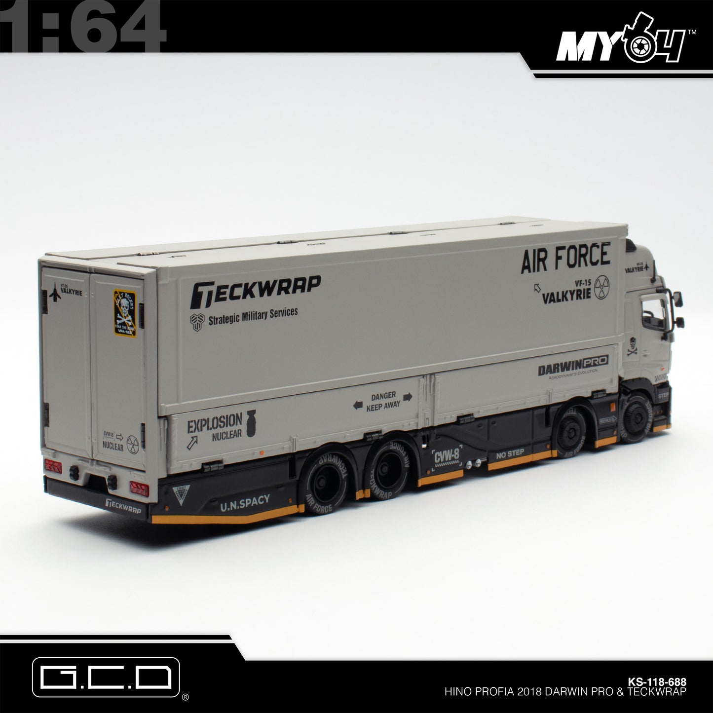 [GCD] 1:64 Hino Profia 2018 Darwin PRO & Teckwrap - Grey