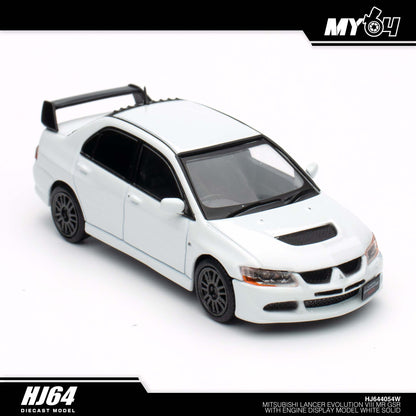 [Hobby Japan] Mitsubishi Lancer Evolution 8 MR GSR with Engine Display Model - White Solid