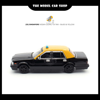 [Tiny] (25) Singapore Nissan Cedric Y31 Taxi - Black & Yellow