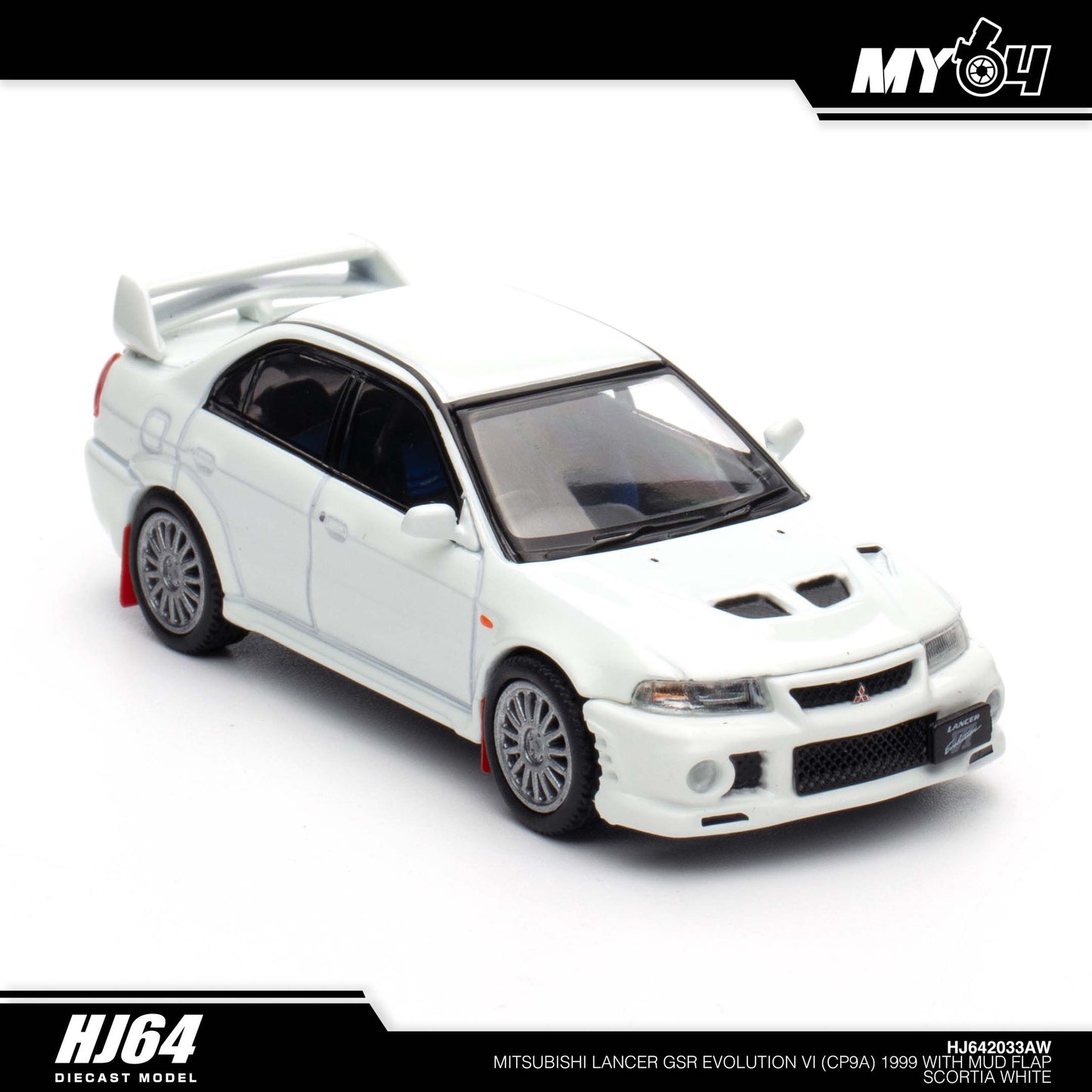 [Hobby Japan] Mitsubishi Lancer GSR Evolution 6 (CP9A) 1999 with Mud Flap - Scortia White