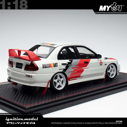 [Ignition Model] 1:18 Mitsubishi Lancer Evolution IV (CN9A) - White Rally Decoration Ver.