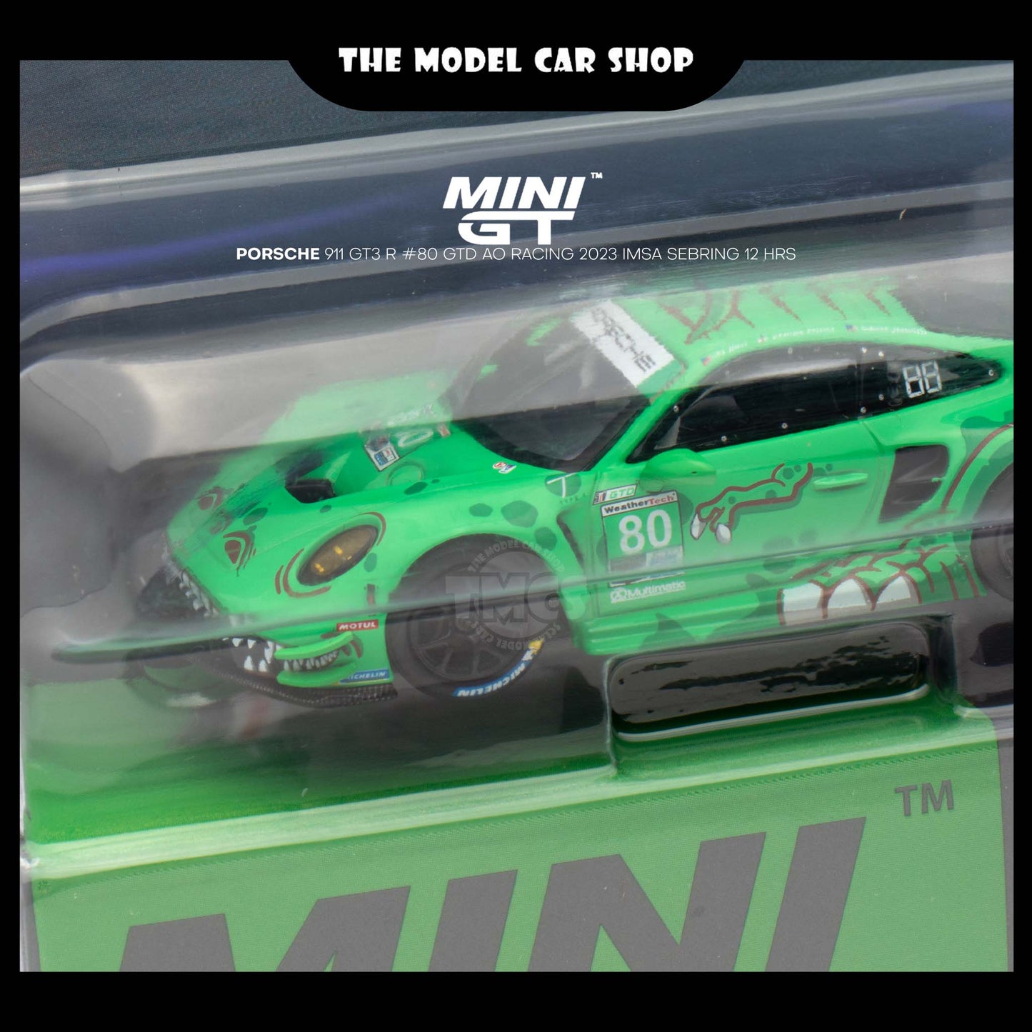 [MINI GT] Porsche 911 GT3 R #80 GTD AO Racing 2023 IMSA Sebring 12 Hrs Blister Packaging