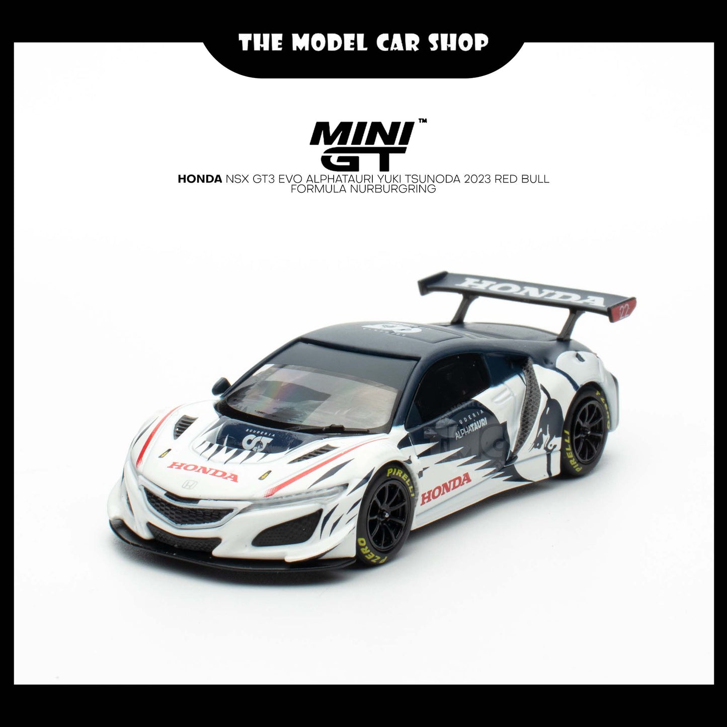 [MINI GT] Honda NSX GT3 EVO AlphaTauri  Yuki Tsunoda 2023 Red Bull Formula Nurburgring