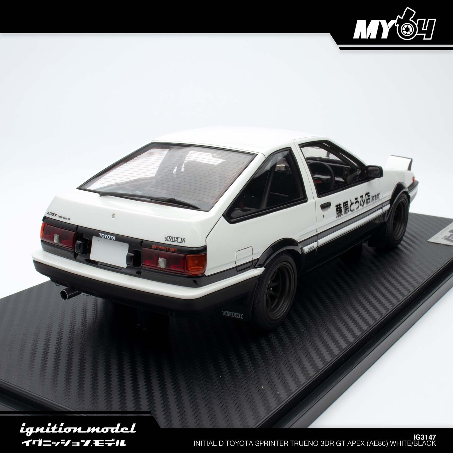 [Ignition Model] INITIAL D Toyota Sprinter Trueno 3Dr GT Apex (AE86) White/Black