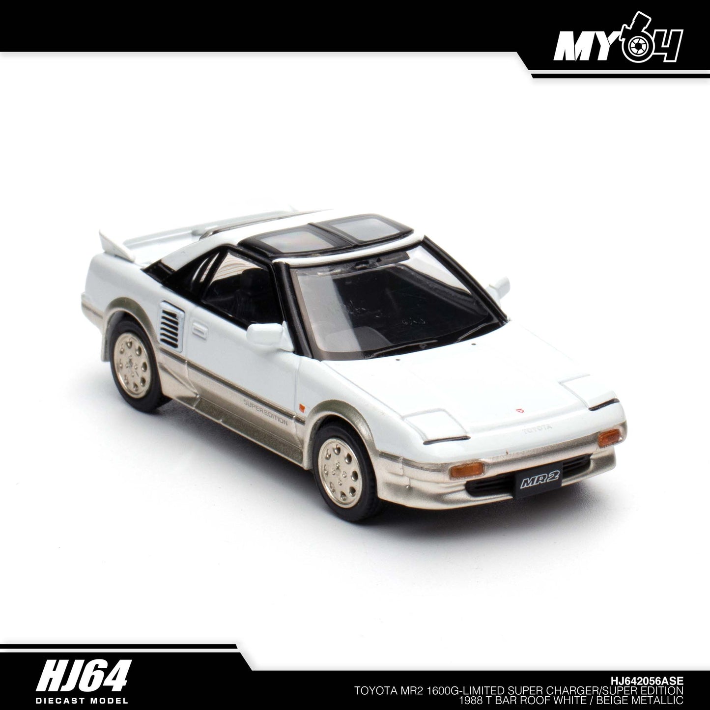 [Hobby Japan] Toyota MR2 1600G-LIMITED SUPER CHARGER / SUPER EDITION 1988 T BAR ROOF - White / Beige Metallic