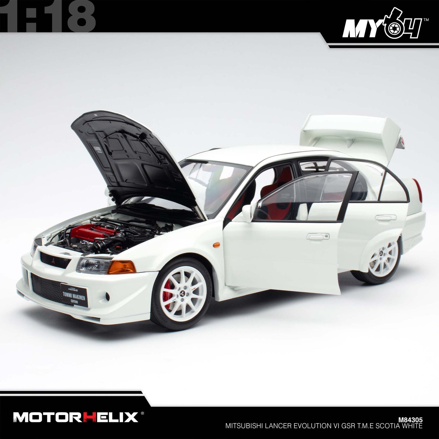 [Motorhelix] 1:18 Mitsubishi Lancer Evolution VI GSR T.M.E - Scotia White