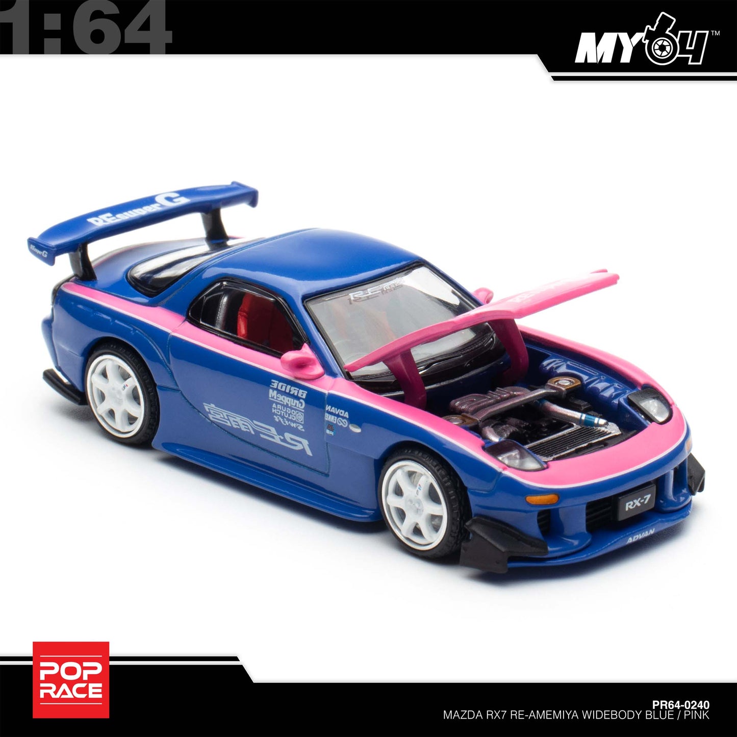 [Pop Race] 1:64 Mazda RX7 RE-Amemiya - Blue/Pink