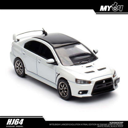 [Hobby Japan] Mitsubishi Lancer Evolution Ⅹ FINAL EDITION With Engine Display Model Black Roof - White Pearl