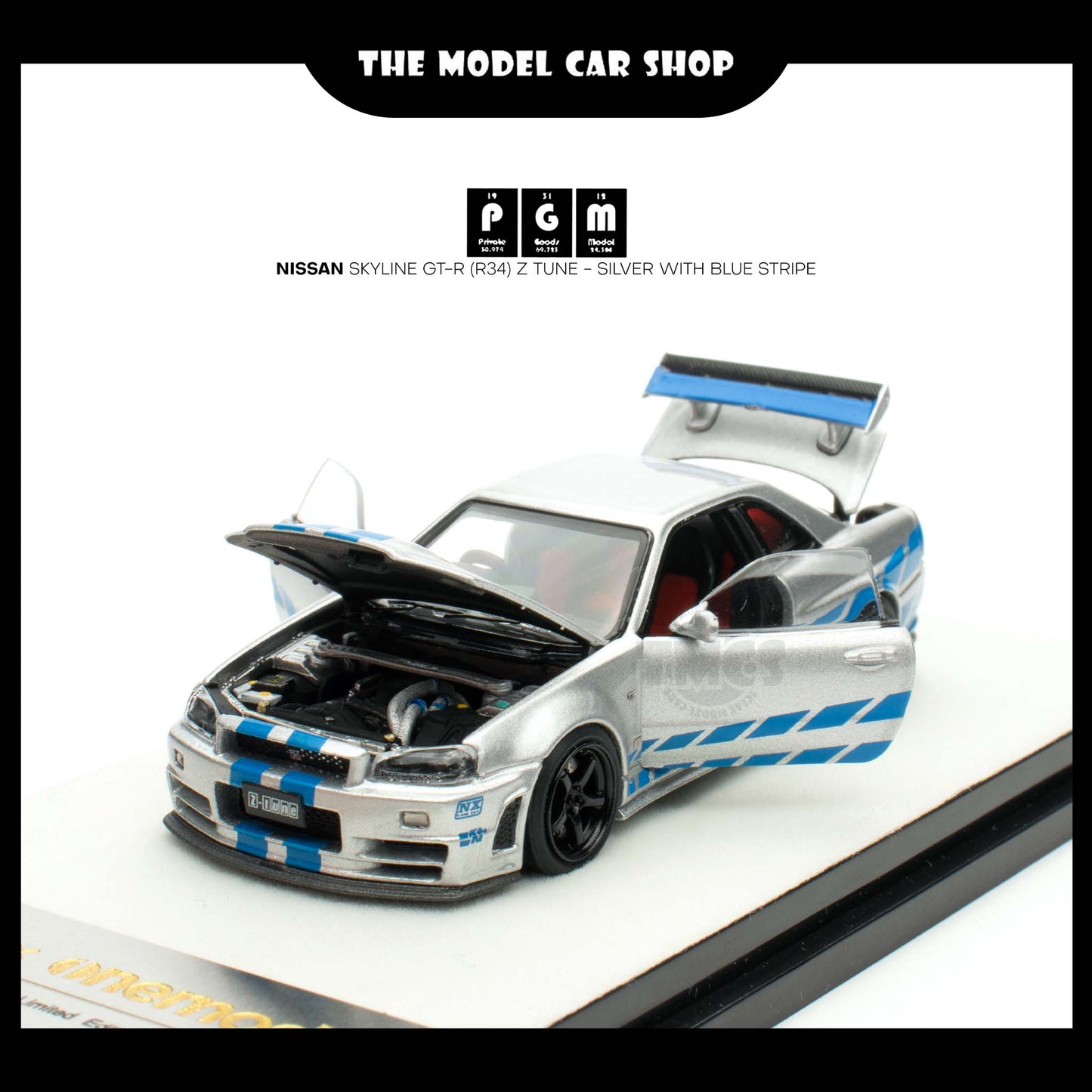 [PGM] Nissan Skyline GT-R (R34) Z Tune - Silver with blue Stripe