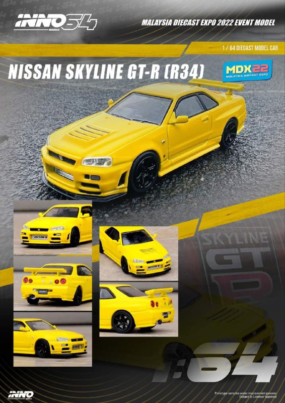 [INNO64] Nissan Skyline GTR (R34) Lightning Yellow (MDX 2022 Event Model)