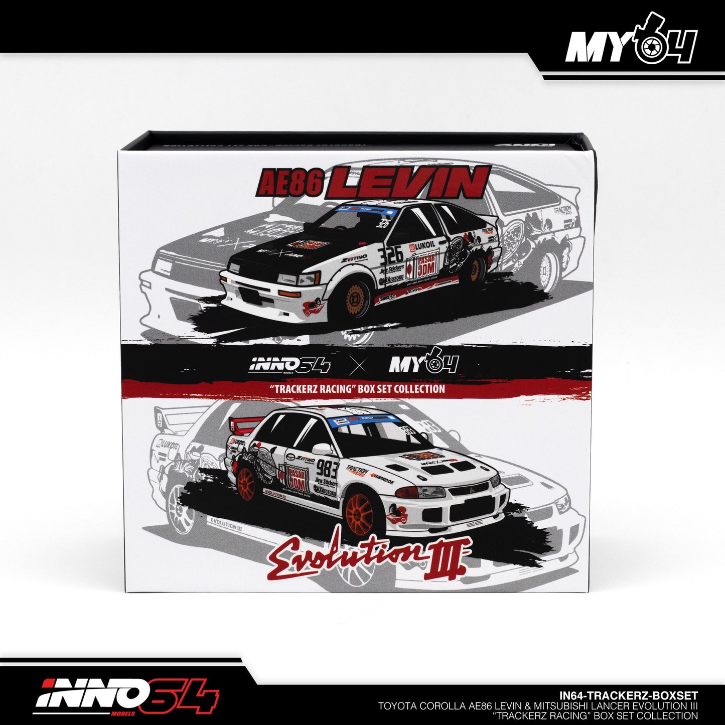 [INNO64] Toyota Corolla AE86 Levin & Mitsubishi Lancer Evolution III "Trackerz Racing" Box Set Collection