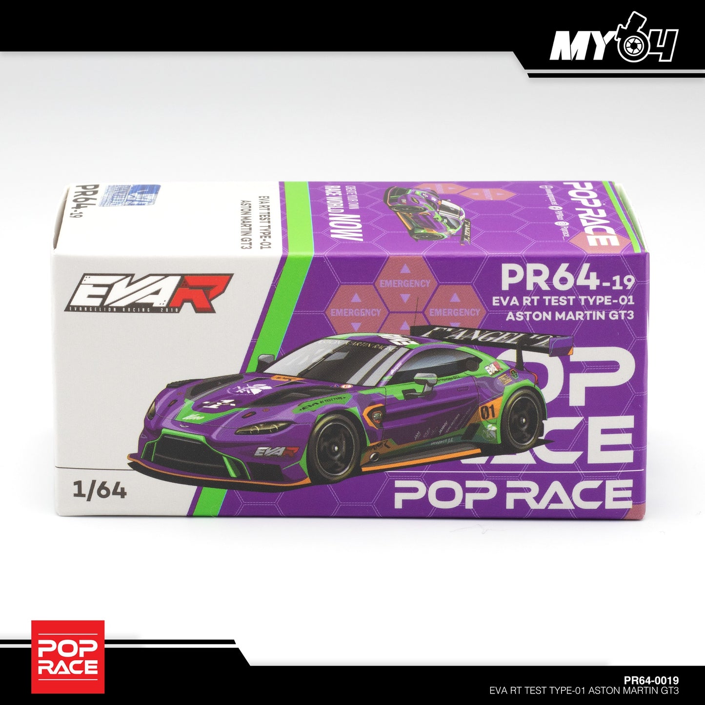 Pop Race 1:64 Aston Martin GT3 Purple - EVA RT TEST TYPE-01 - PR64-19