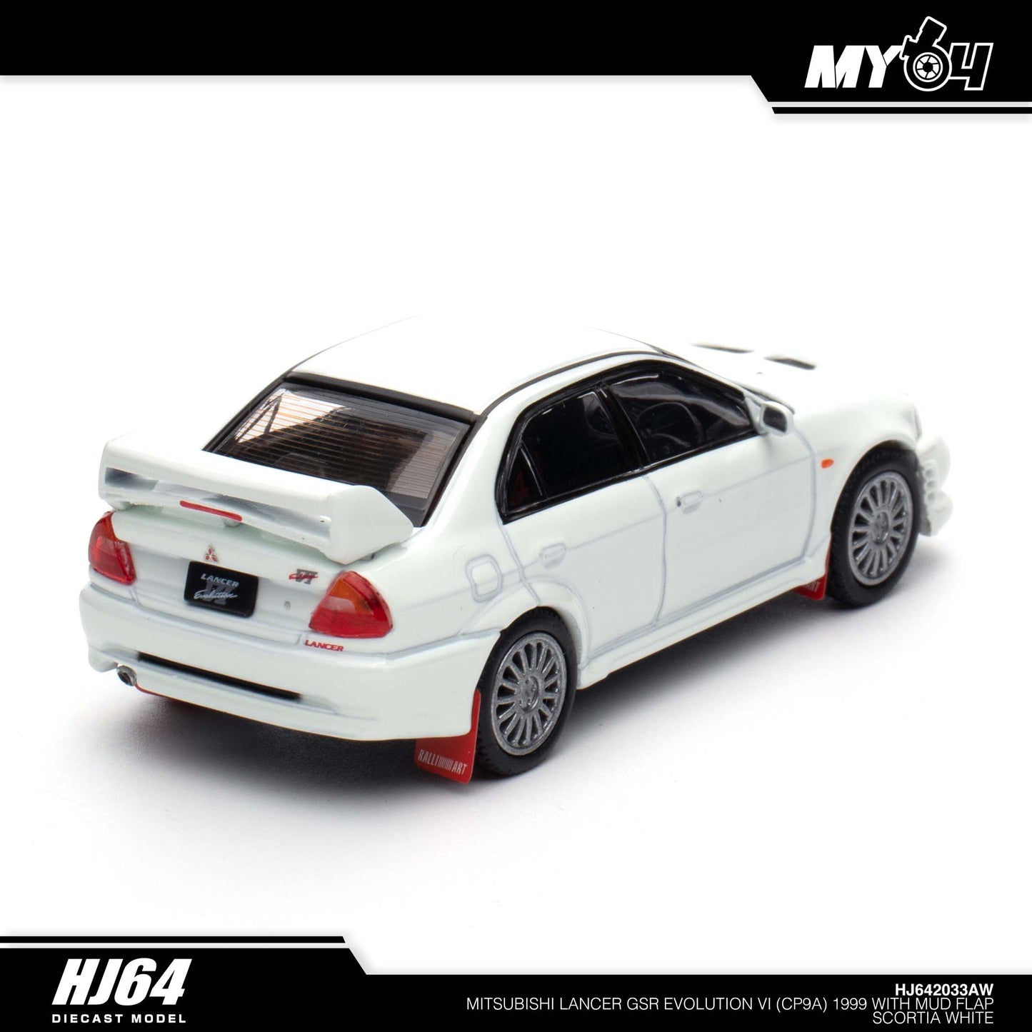 [Hobby Japan] Mitsubishi Lancer GSR Evolution 6 (CP9A) 1999 with Mud Flap - Scortia White