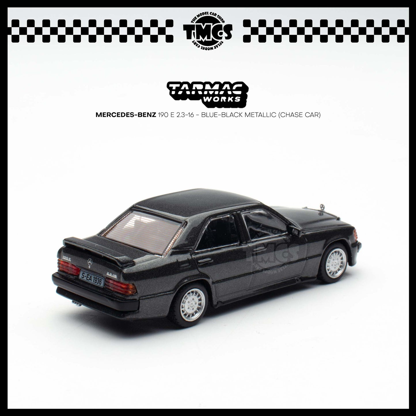 [Tarmac Works] 1:64 Mercedes-Benz 190 E 2.3-16 - Blue-Black Metallic (Chase Car)