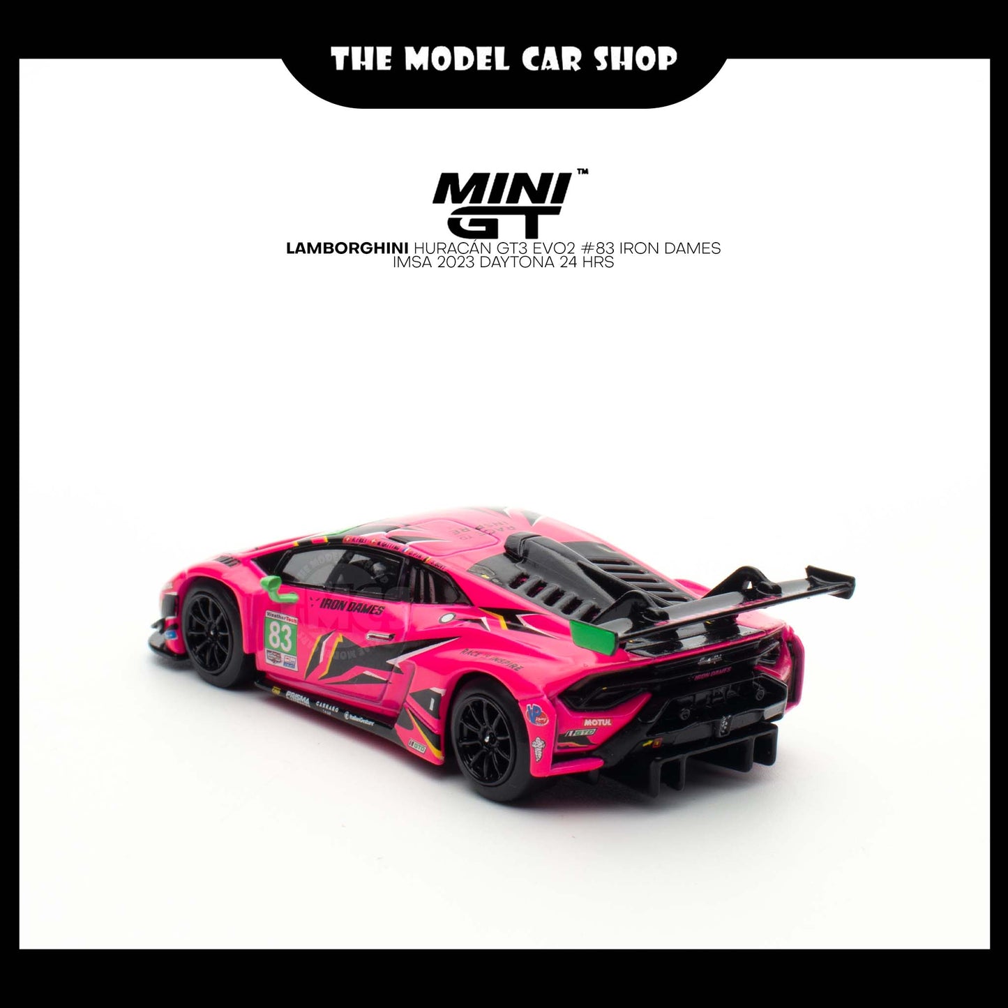 [MINI GT] Lamborghini Huracán GT3 EVO2 #83 Iron Dames IMSA 2023 Daytona 24 Hrs