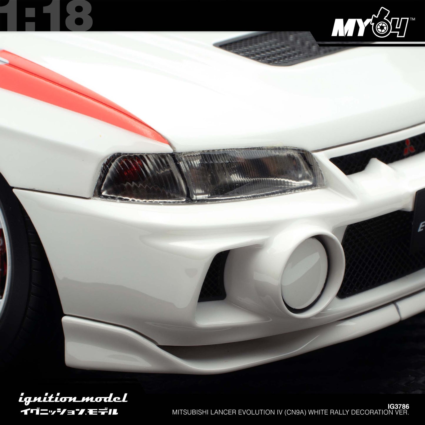 [Ignition Model] 1:18 Mitsubishi Lancer Evolution IV (CN9A) - White Rally Decoration Ver.