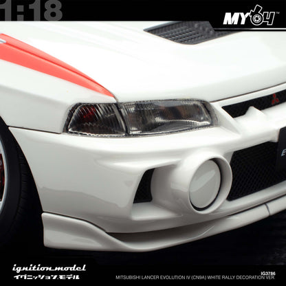 [Ignition Model] 1:18 Mitsubishi Lancer Evolution IV (CN9A) - White Rally Decoration Ver.