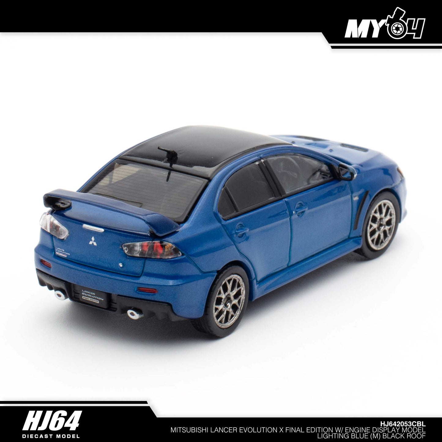 [Hobby Japan] Mitsubishi Lancer Evolution Ⅹ FINAL EDITION With Engine Display Model Black Roof - Lightning Blue Mica