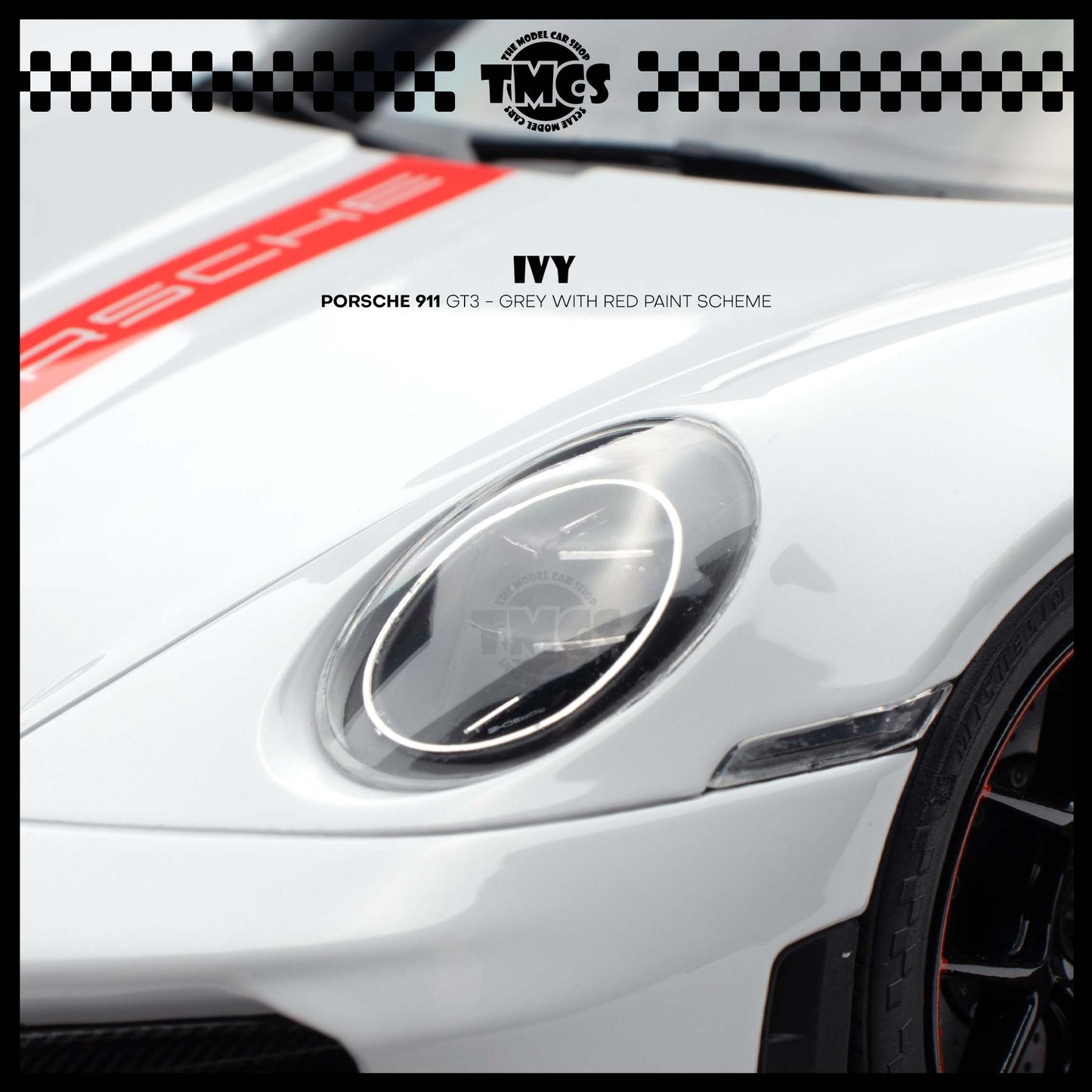 [IVY] 1:18 Porsche 911 GT3 - Grey With Red Paint Scheme