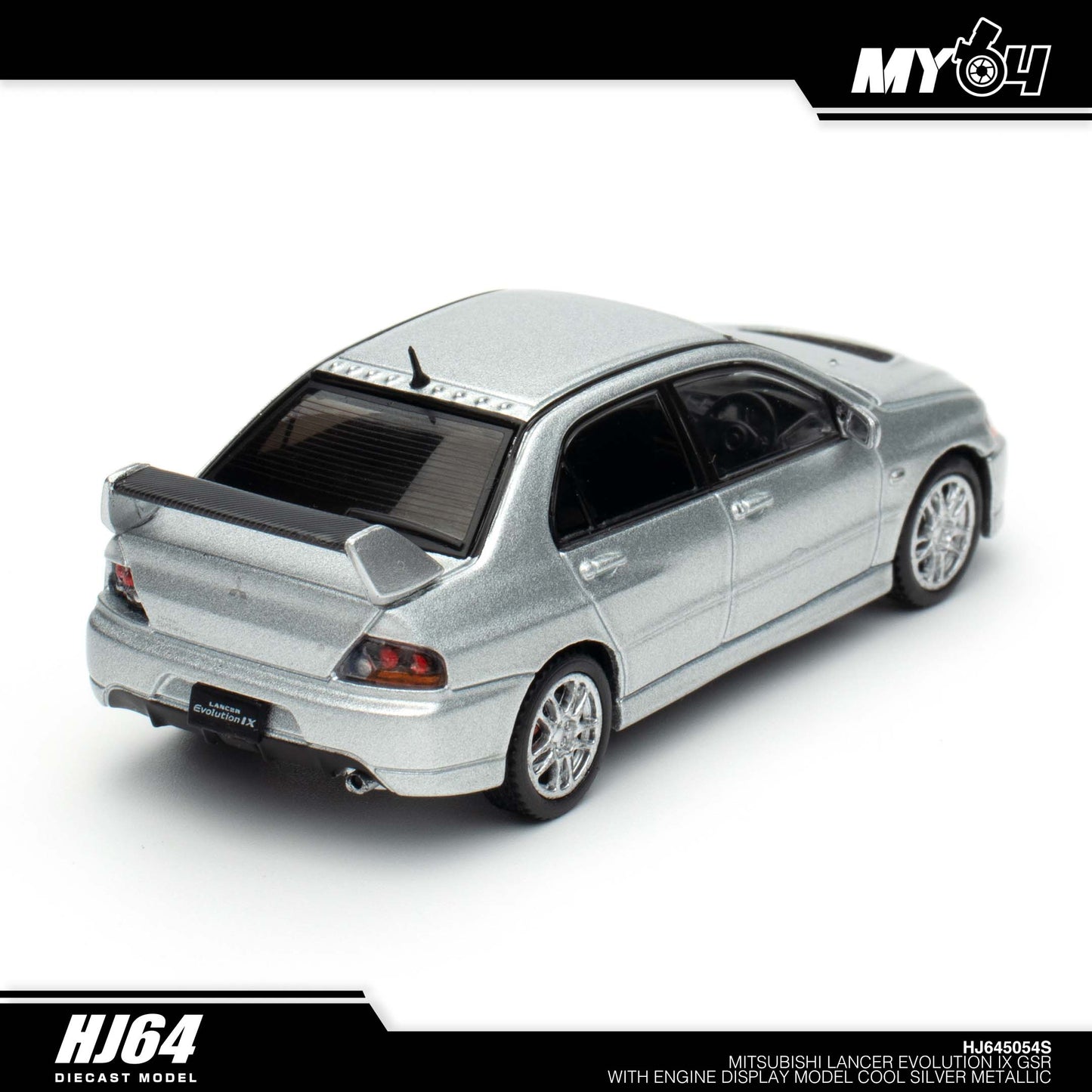 [Hobby Japan] Mitsubishi Lancer Evolution 9 GSR with Engine Display Model - Cool Silver Metallic