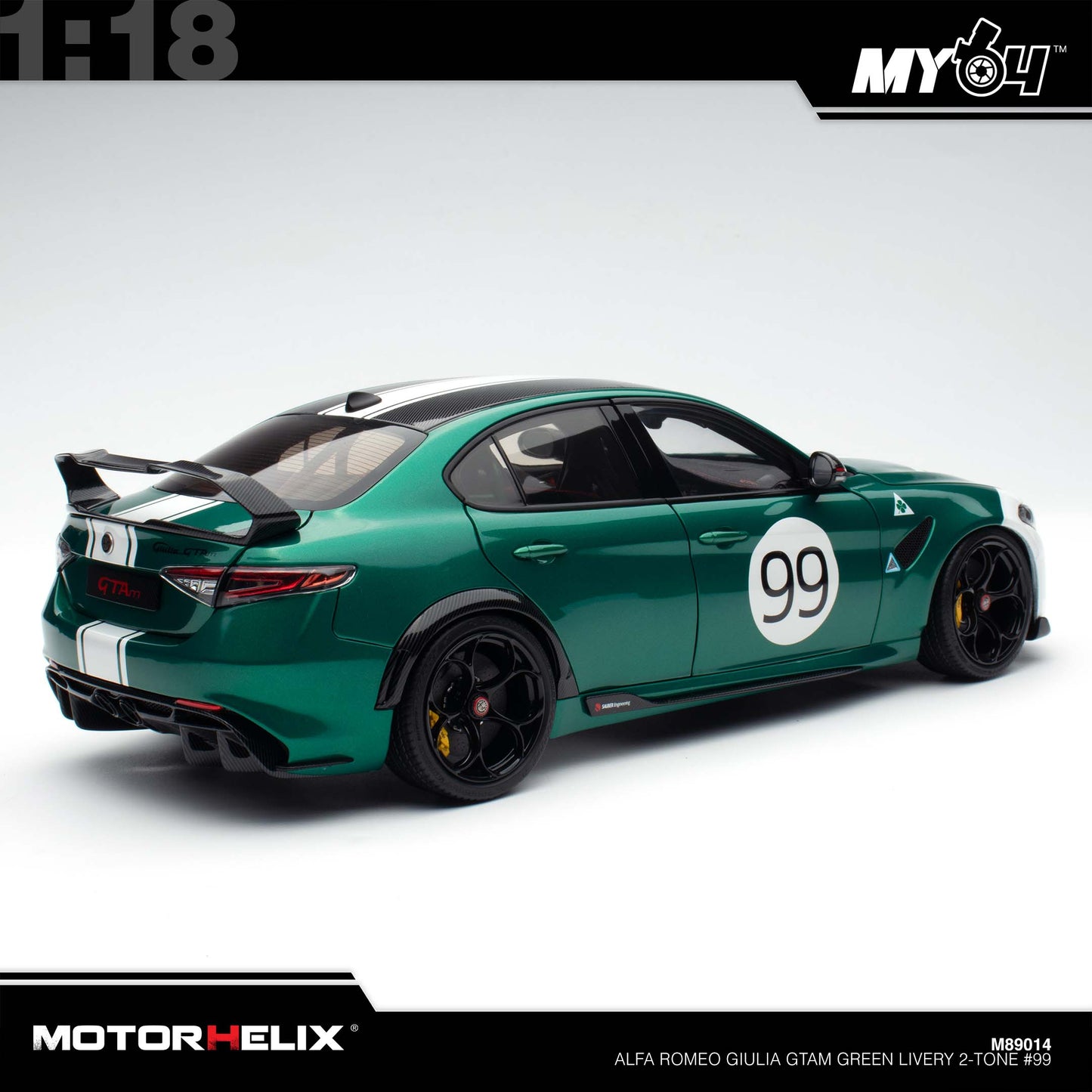 [Motorhelix] 1:18 Alfa Romeo Giulia GTAm - Green Livery 2-Tone #99