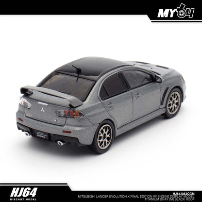 [Hobby Japan] Mitsubishi Lancer Evolution Ⅹ FINAL EDITION With Engine Display Model Black Roof - Titanium Gray Metallic