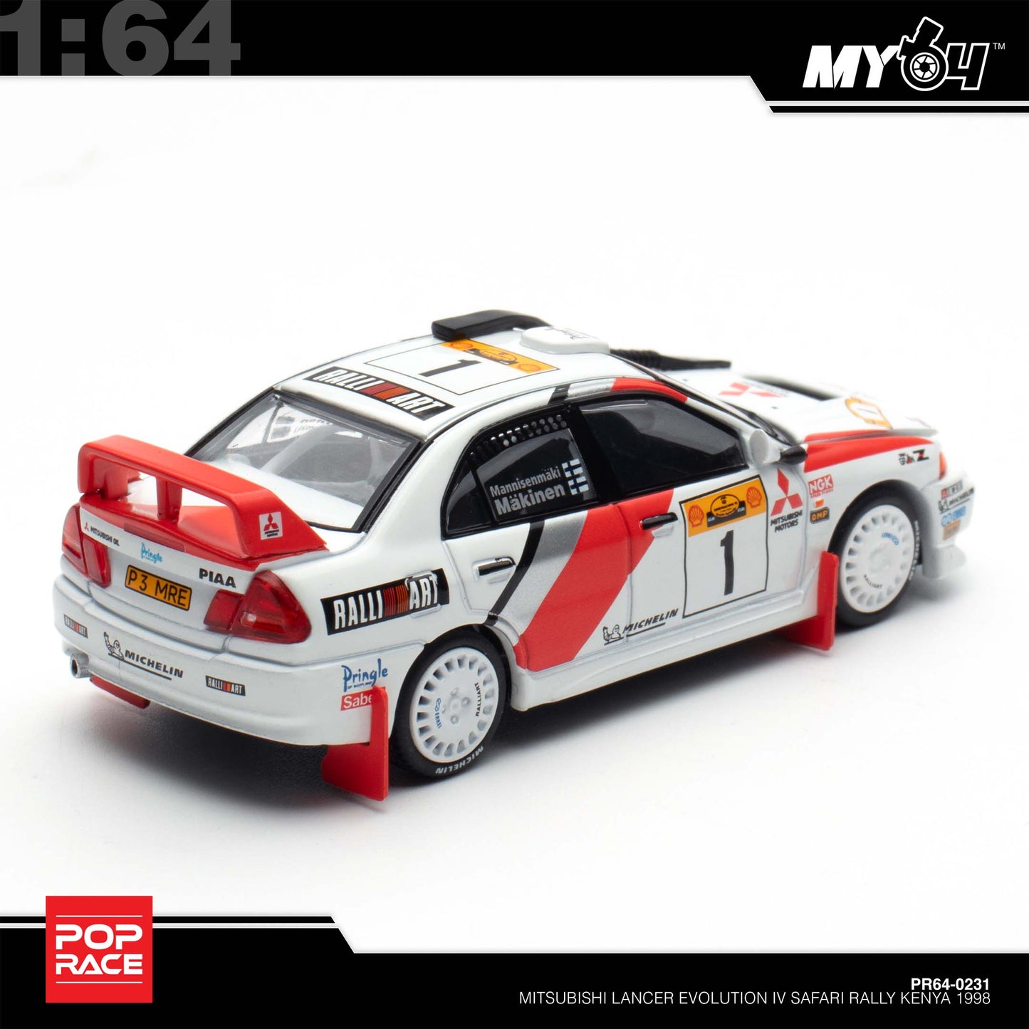 [Pop Race] 1:64 Mitsubishi Lancer Evolution IV Safari Rally Kenya 1998