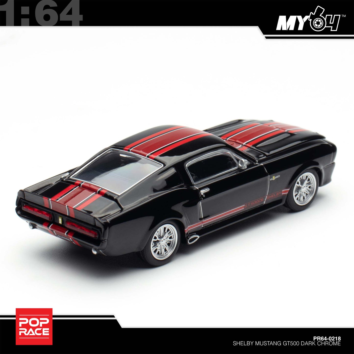 [Pop Race] 1:64 Shelby Mustang GT500 - Dark Chrome