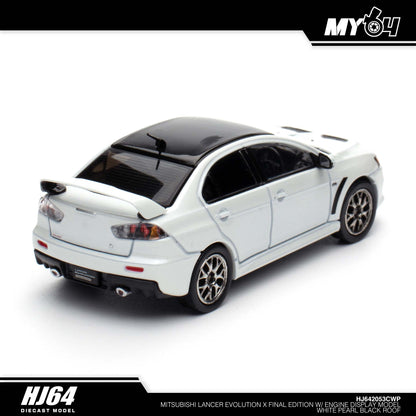 [Hobby Japan] Mitsubishi Lancer Evolution Ⅹ FINAL EDITION With Engine Display Model Black Roof - White Pearl