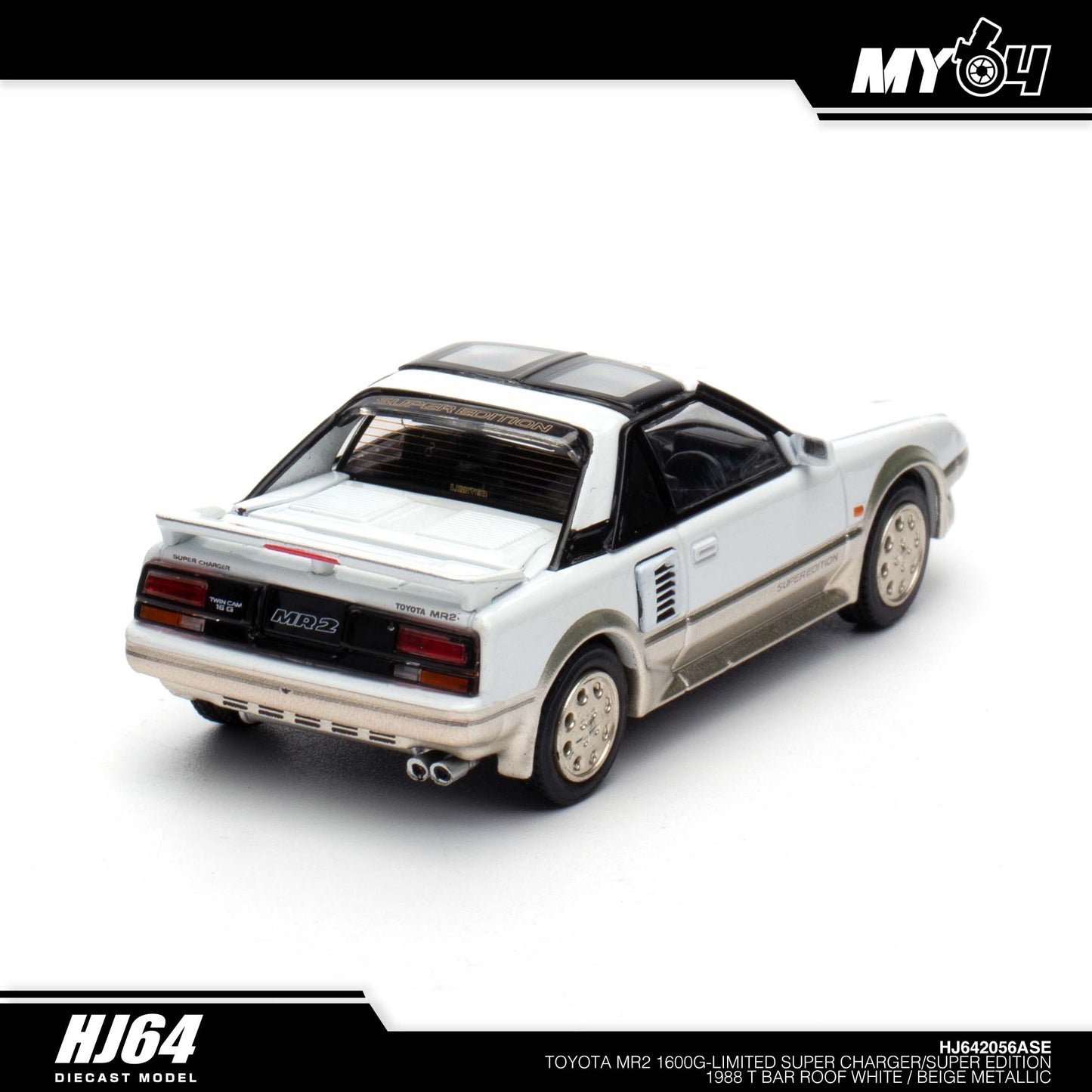 [Hobby Japan] Toyota MR2 1600G-LIMITED SUPER CHARGER / SUPER EDITION 1988 T BAR ROOF - White / Beige Metallic