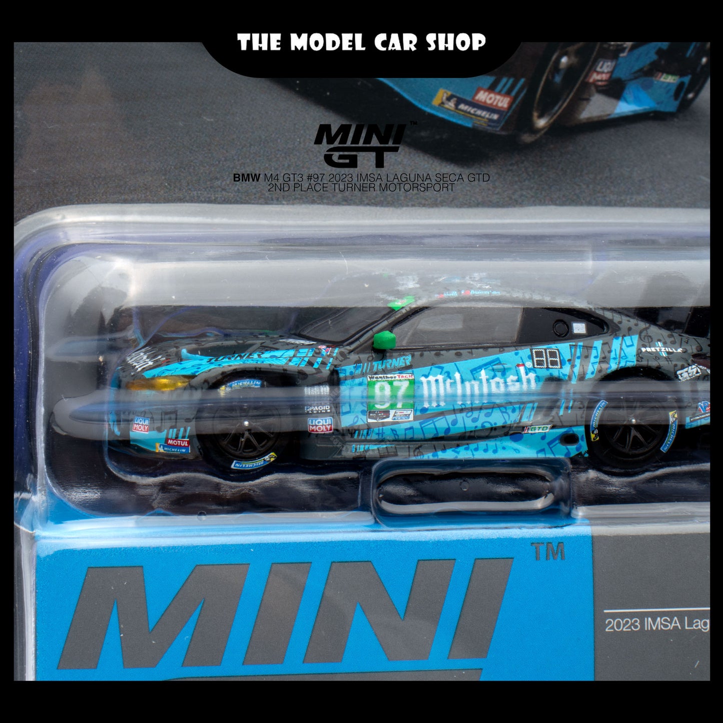 [MINI GT] BMW M4 GT3 #97 Turner Motorsport IMSA 2023 Laguna Seca GTD 2nd Place (Mijo Exclusive)