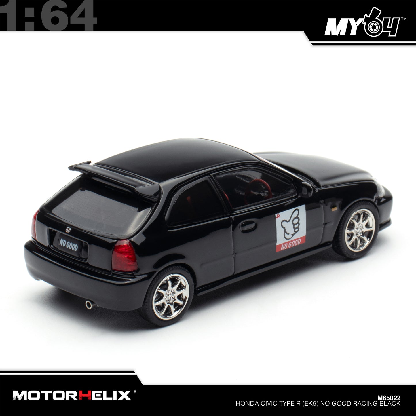 [Motorhelix] 1:64 Honda Civic Type R (EK9) NO GOOD Racing - Black