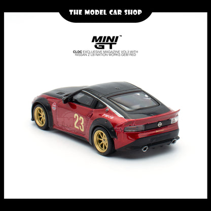 [MINI GT] CLDC Exclusive Magazine VOL3 with Nissan Z LB Nation Works Gem Red - English Version