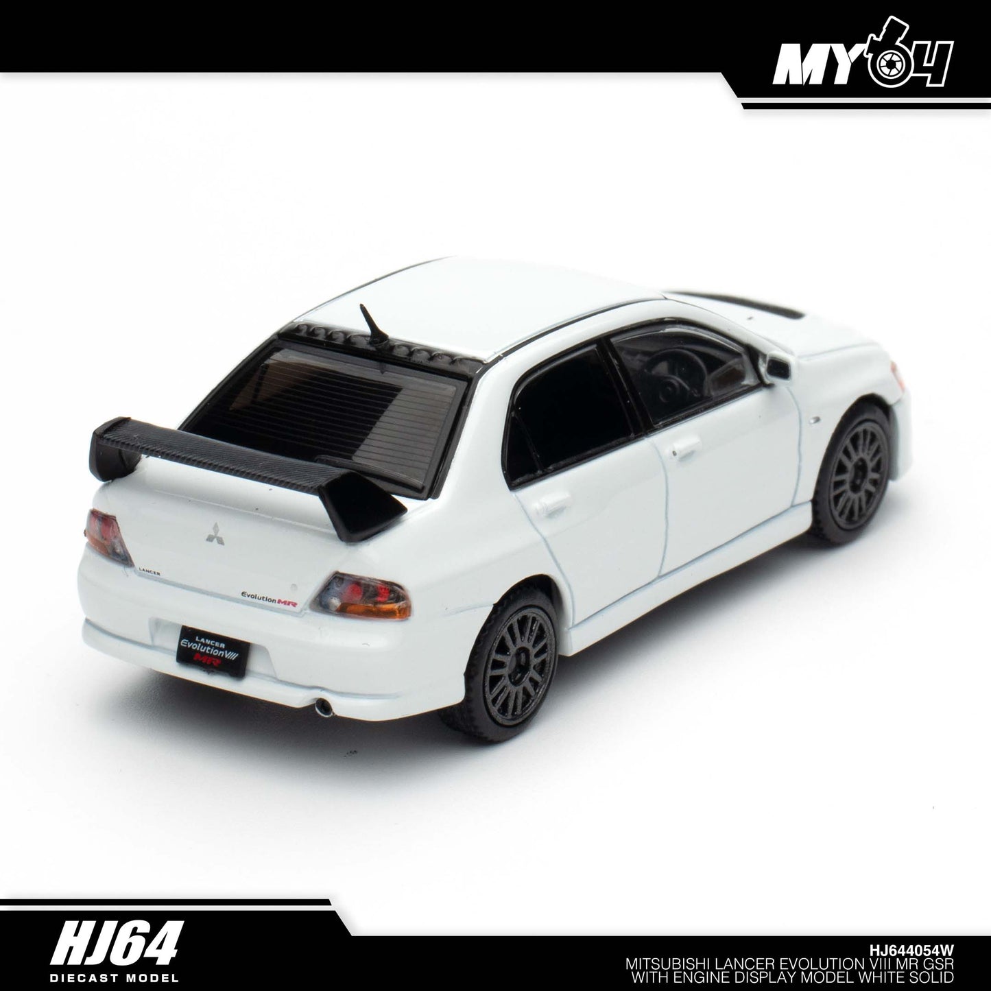 [Hobby Japan] Mitsubishi Lancer Evolution 8 MR GSR with Engine Display Model - White Solid