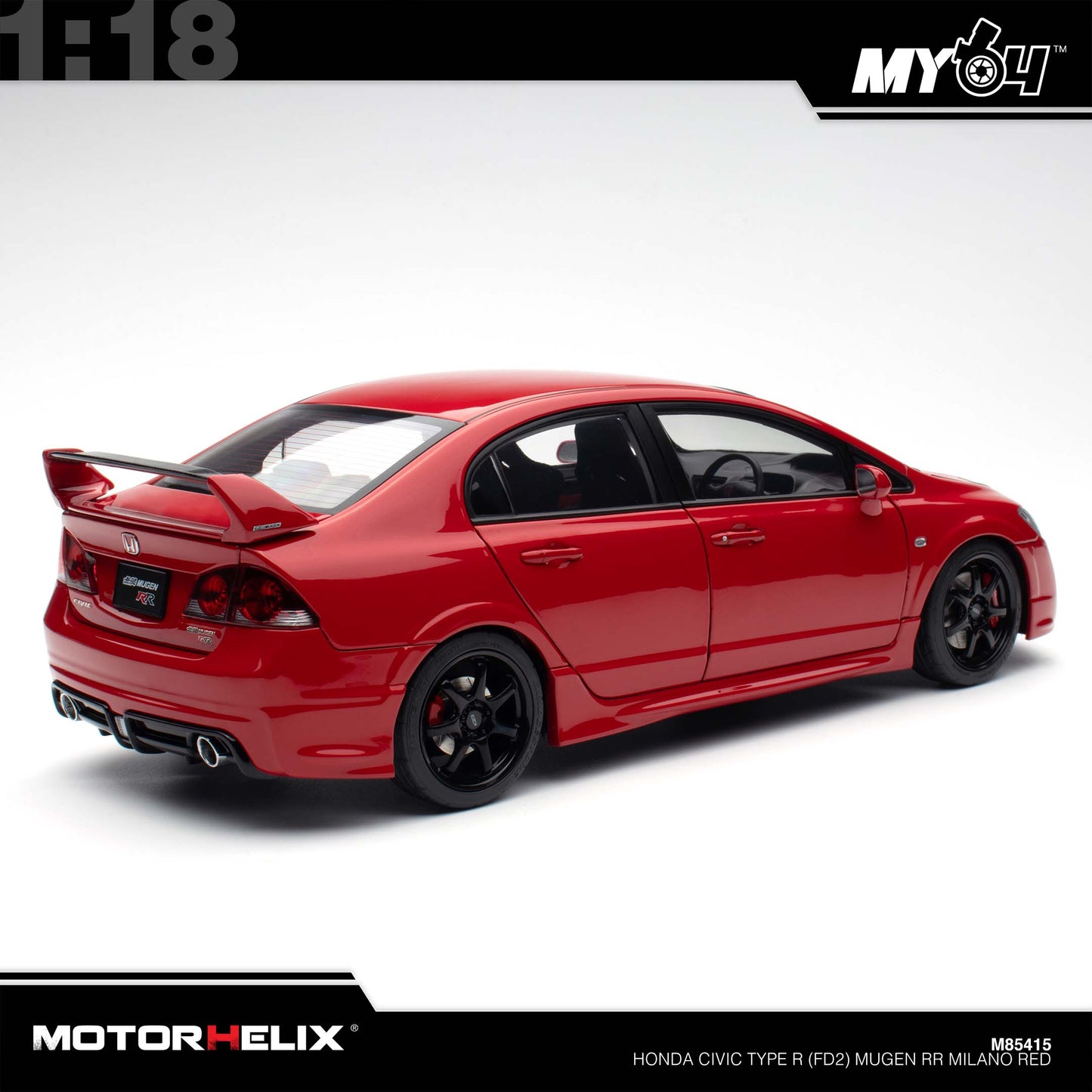 [Motorhelix] 1:18 Honda Civic Type R (FD2) Mugen RR - Milano Red