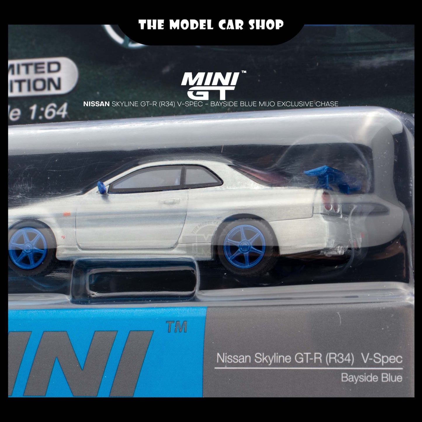 [MINI GT] Nissan Skyline GT-R (R34) V-Spec - Bayside Blue Mijo Exclusive