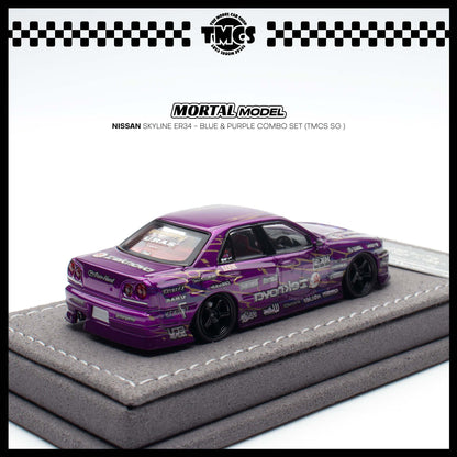 [Mortal] 1:64 Nissan Skyline ER34 - Blue & Purple Combo Set (TMCS SG )