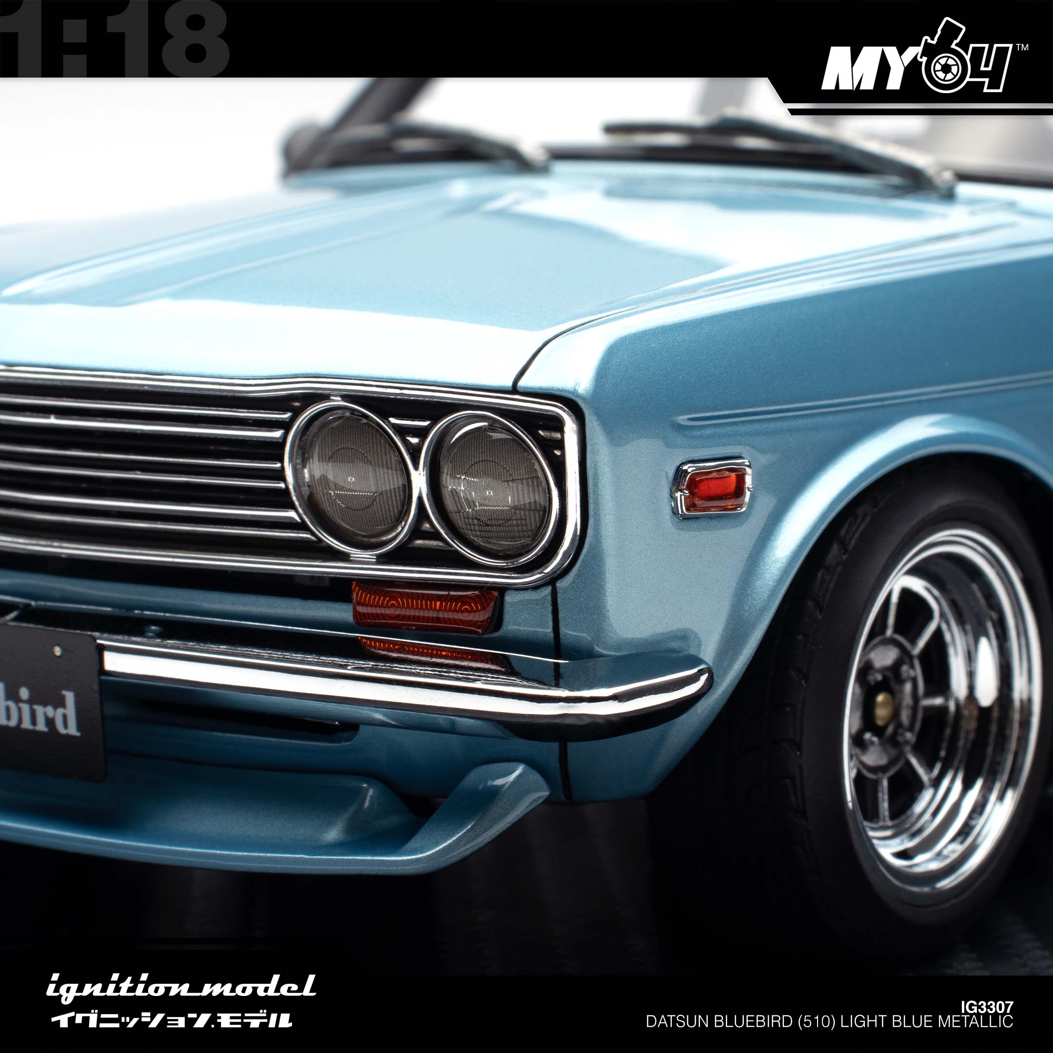 Ignition Model] Datsun Bluebird (510) - Light Blue Metallic | The