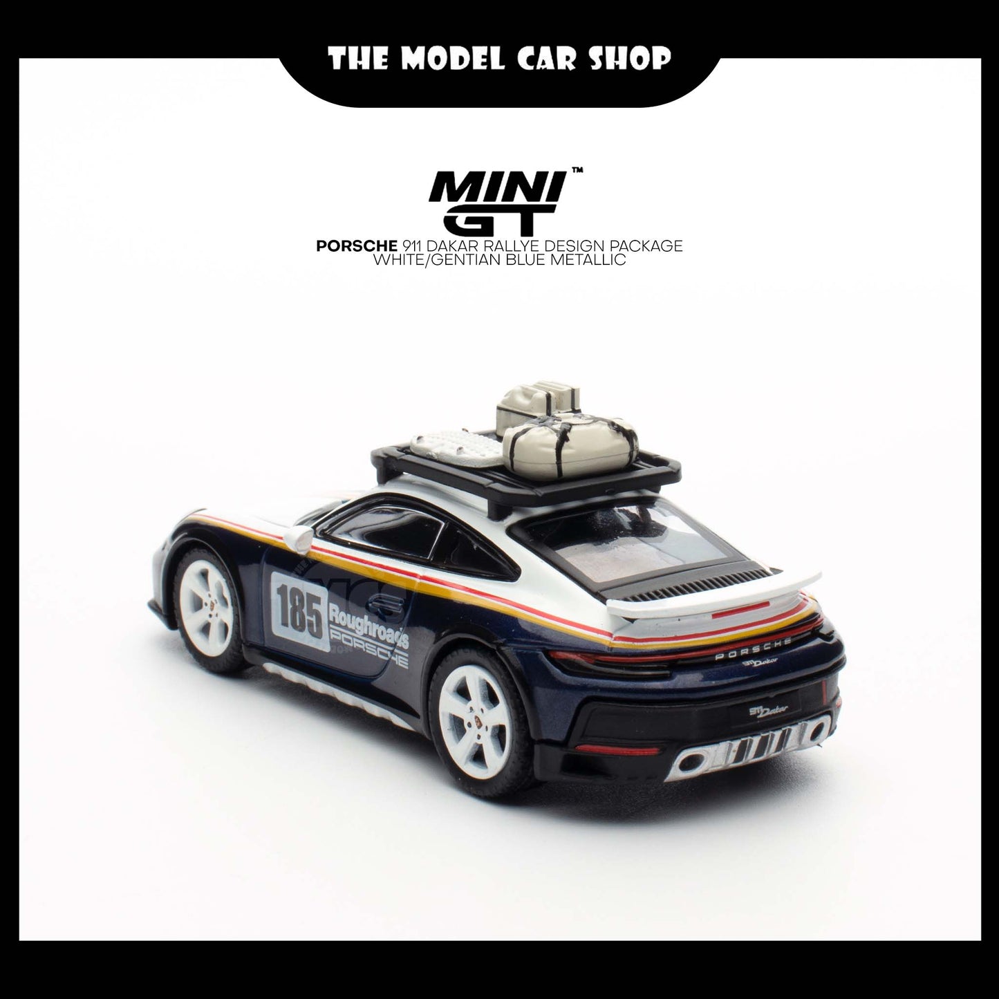 [MINI GT] Porsche 911 Dakar Rallye Design Package - White/Gentian Blue Metallic