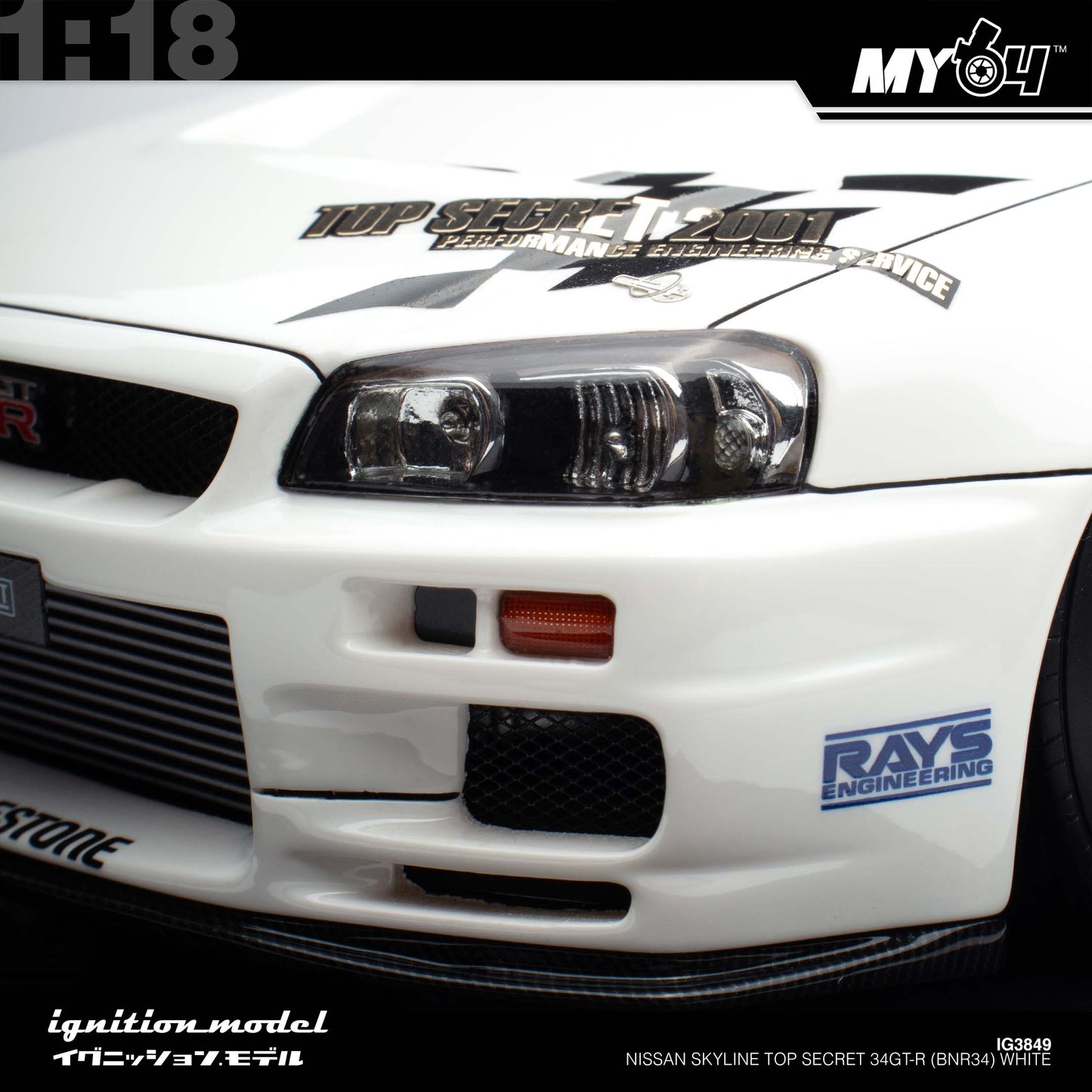 [Ignition Model] 1:18 Nissan Skyline Top Secret 34GT-R (BNR34) - White