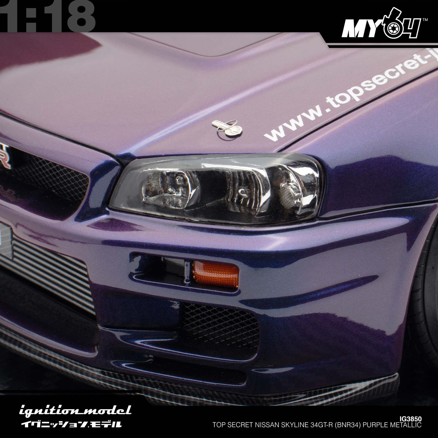 [Ignition Model] 1:18 Top Secret Nissan Skyline 34GT-R (BNR34) - Purple Metallic