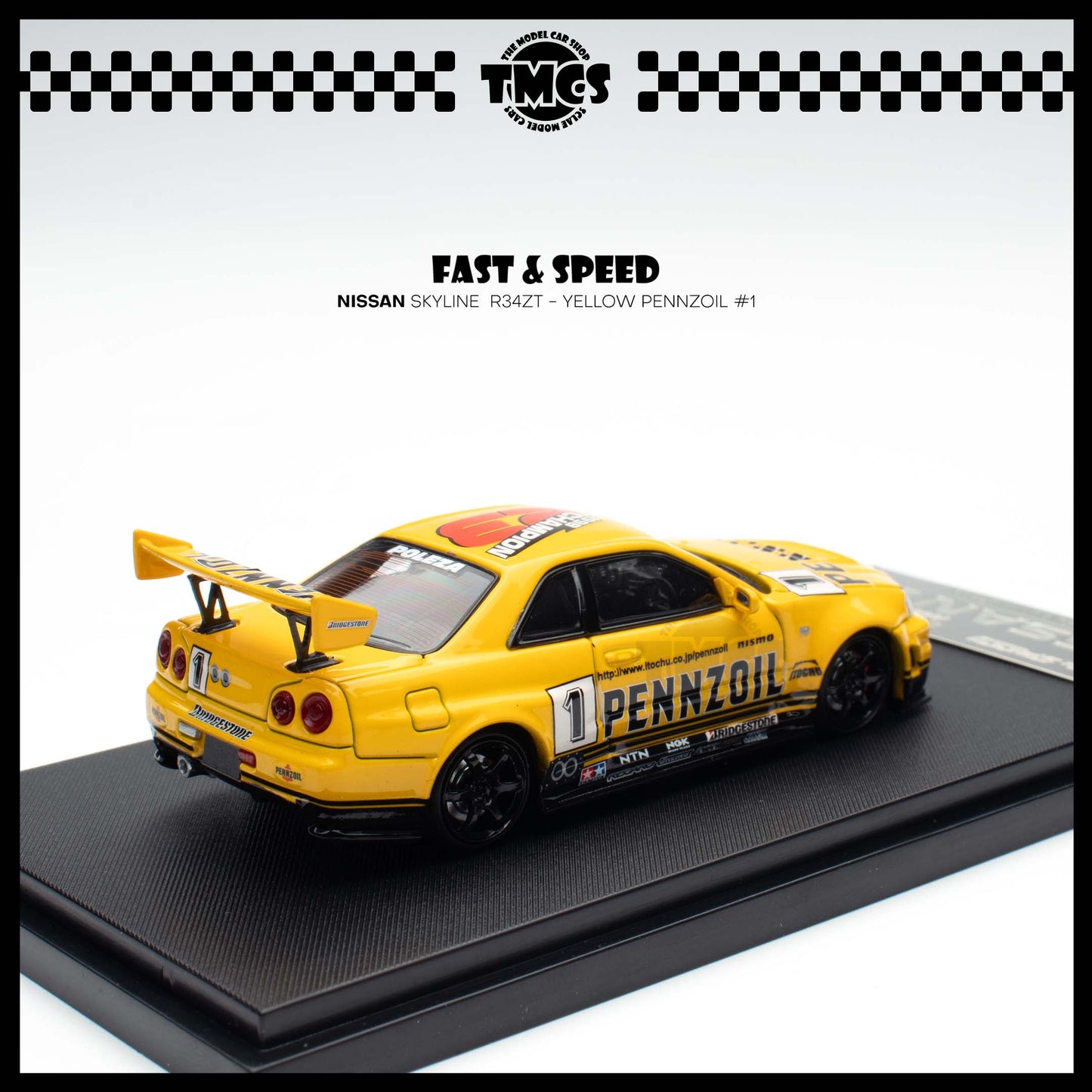 [Fast Speed] 1:64  Nissan Skyline  R34ZT - Yellow Pennzoil #1