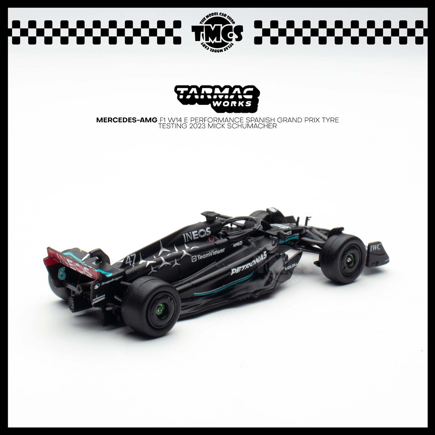 [Tarmac Works] 1:64  Mercedes-AMG F1 W14 E Performance Spanish Grand Prix Tyre Testing 2023 Mick Schumacher