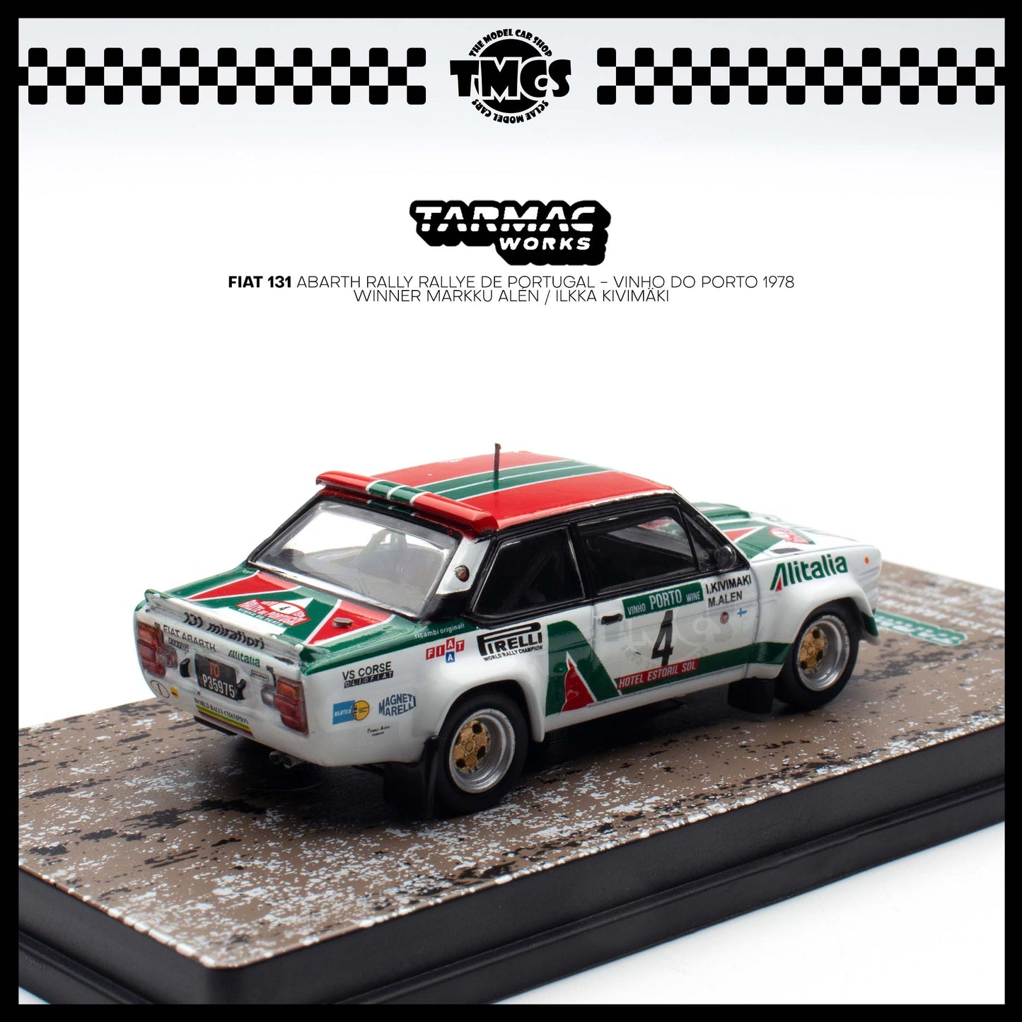 [Tarmac Works] 1:64 FIAT 131 ABARTH Rally Rallye de Portugal - Vinho do Porto 1978 Winner Markku Alén / Ilkka Kivimäki
