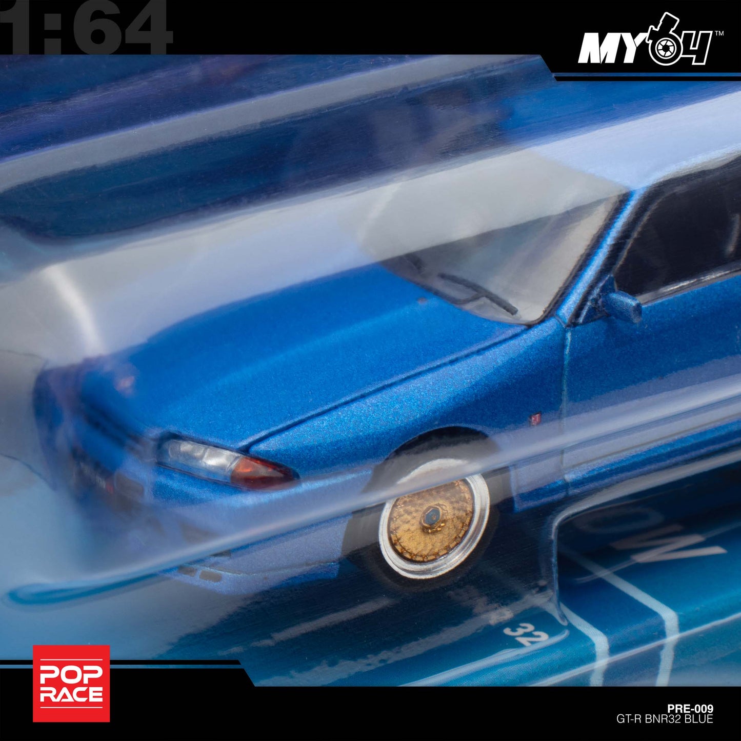 [Pop Race] 1:64 ENIGMA Nissan Skyline R32 - Bayside Blue (Blister Pack)